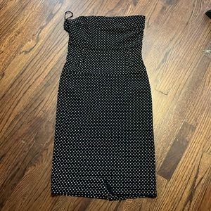 Tube top polka dot dress.